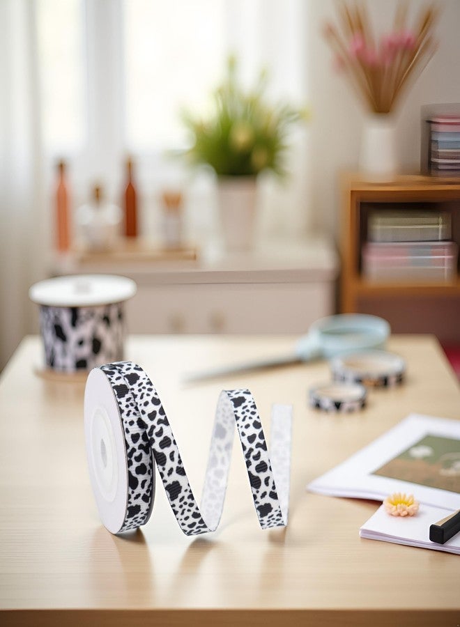 Tnyvm 2 Roll 20 Yards 1 cm Animal Print Grosgrain Ribbon Cow Craft White Black Ribbon Fabric Gift Wrapping for Gift Wrapping Bow Making Gift Wrap Ribbons - Image 3